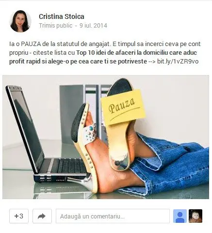 exemplu postare google plus 1