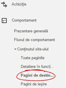 pagini iesire google analytics
